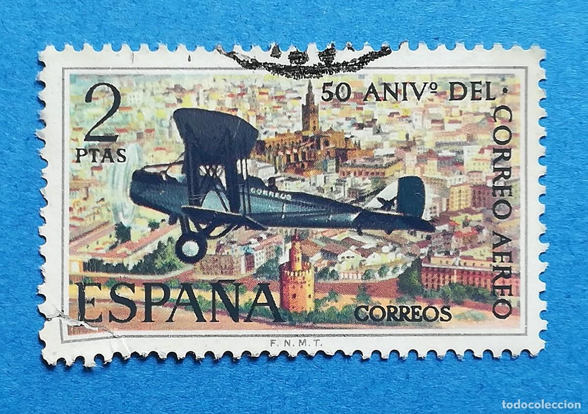 Sellos: 50 aniversario del correo a&eacute;reo. Edifil 2059. Usado sin fijasellos.
