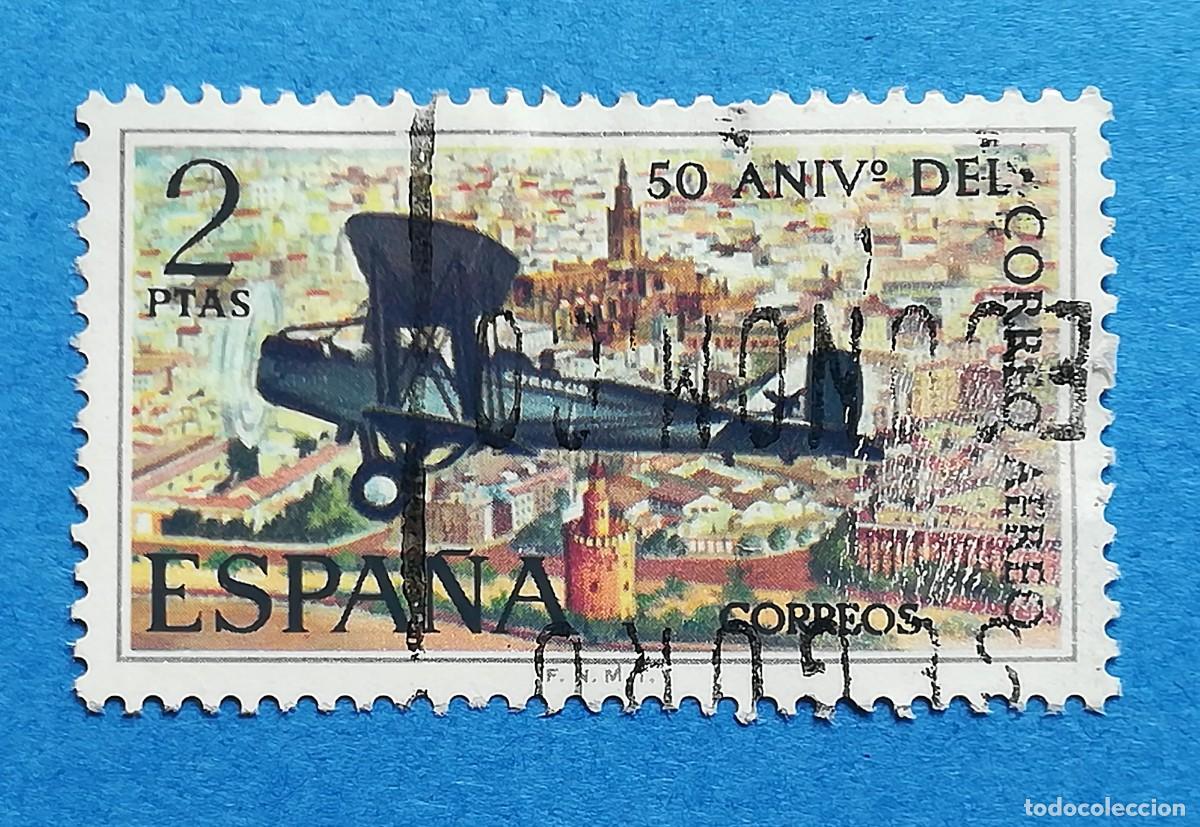 Sellos: 50 aniversario del correo a&eacute;reo. Edifil 2059. Usado sin fijasellos.