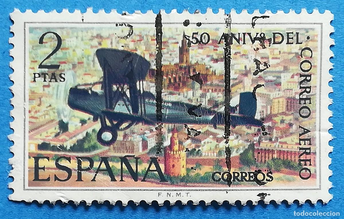 Sellos: 50 aniversario del correo a&eacute;reo. Edifil 2059. Usado sin fijasellos.