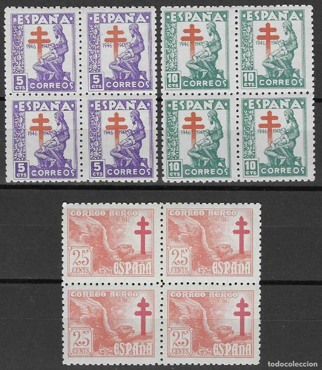 Sellos: EDIFIL 1008-1010 PRO TUBERCULOSOS 1946 (SERIE COMPLETA EN BOQUES DE 4). MNH **