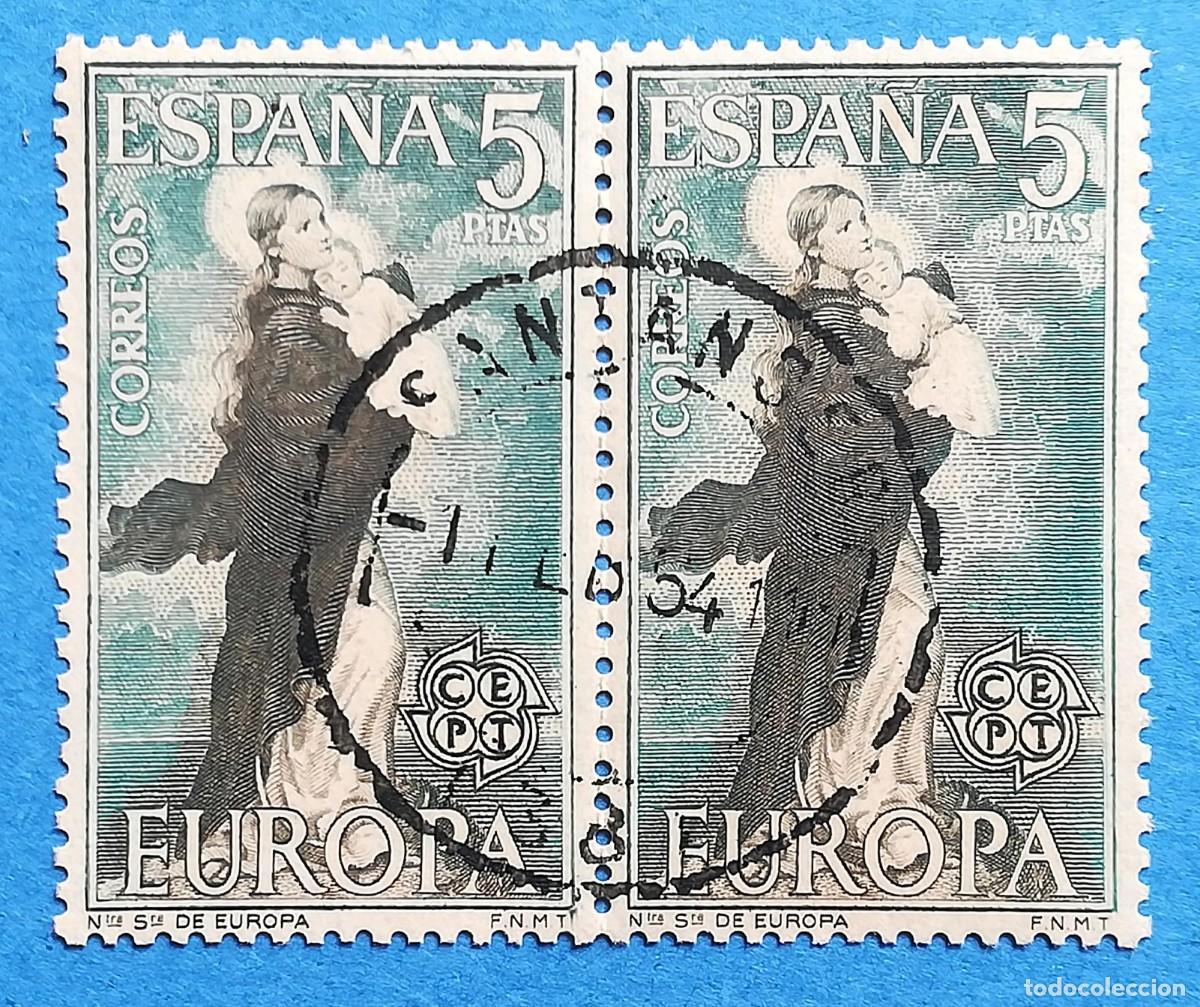 Sellos: Nuestra Se&ntilde;ora de Europa. Bloque de 2. Edifil 1520. Usado