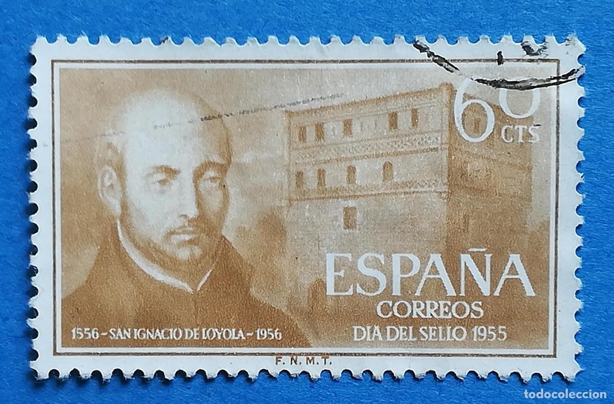Sellos: D&iacute;a del sello 1955. San Ignacio de Loyola (1556&ndash;1956). Edifil 1167. Usado.