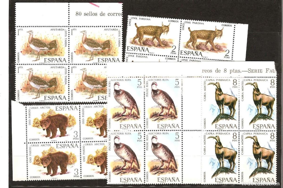 Sellos: Sellos de Espa&ntilde;a A&ntilde;o 1971 Fauna Ib&eacute;rica Sellos nuevos** en bloque d 4 , N&ordm; Edifil 2036/40