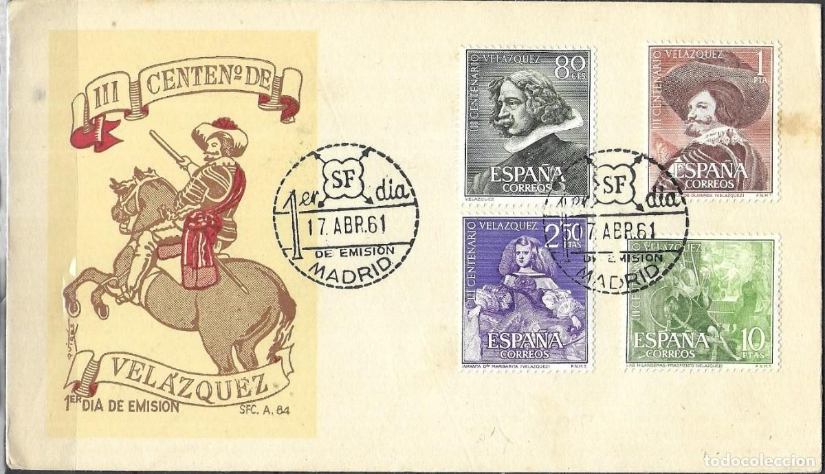Sellos: FDC Espa&ntilde;a 1961 - Tricentenario Vel&aacute;zquez Serie Completa Edifil 1340/43 Yvert 1017/20