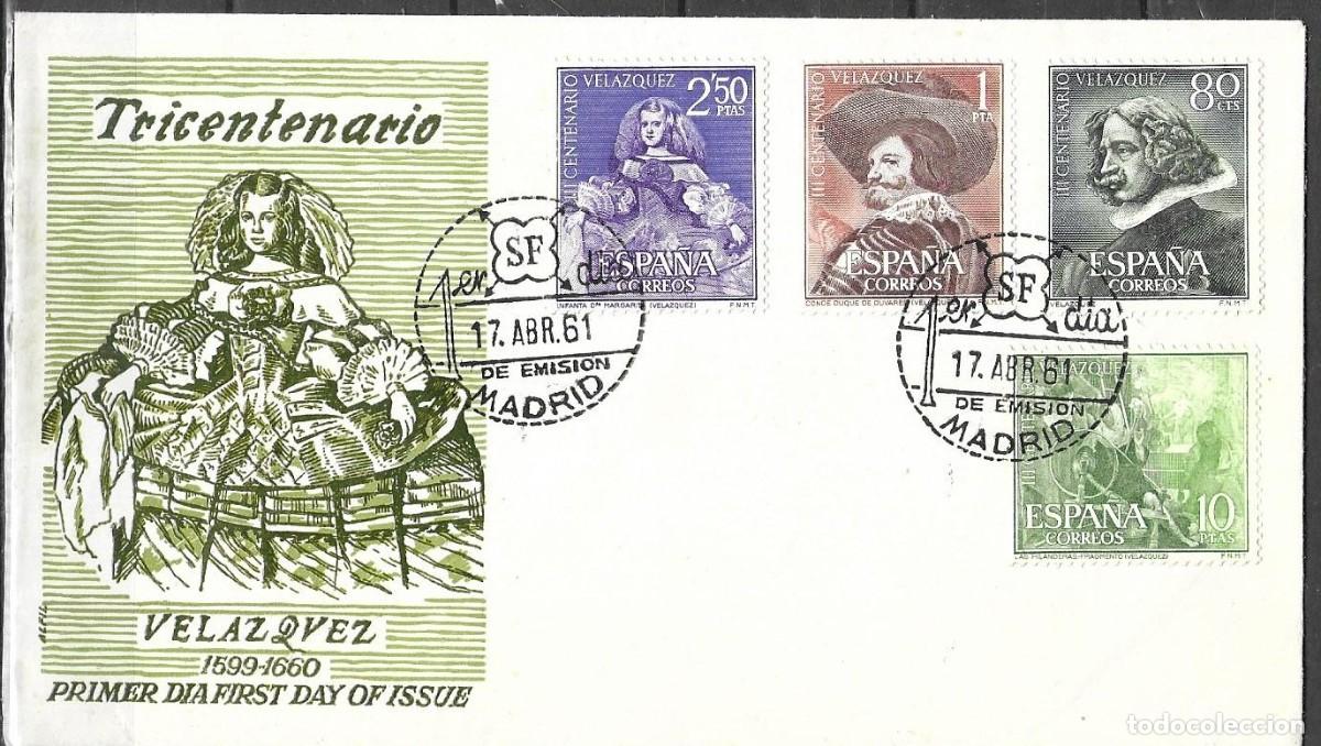 Sellos: FDC Espa&ntilde;a 1961 - Tricentenario Vel&aacute;zquez Serie Completa Edifil 1340/43 Yvert 1017/20