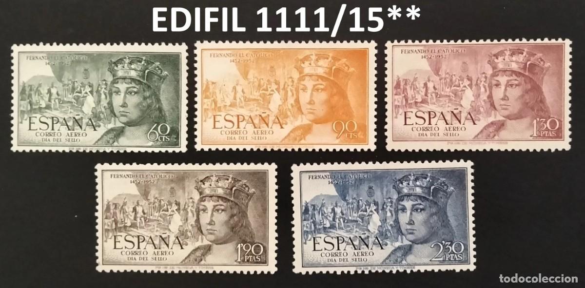 Sellos: 1951. ESPA&Ntilde;A.EDIFIL 1111/15**.NUEVOS SIN FIJASELLOS (MNH).CATALOGO 53&euro; SERIE COMPLETA