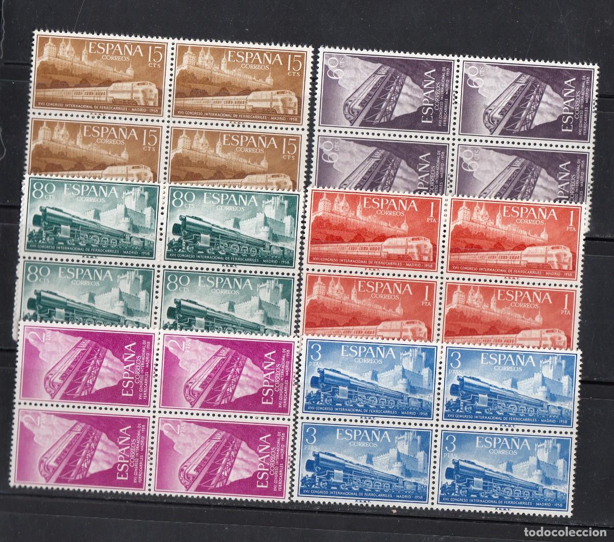 Sellos: 1958 - CONGRESO INTERNAC. DE FERROCARRILES - NUMS. 1232 A 1237 NUEVOS SIN FIJASELLOS
