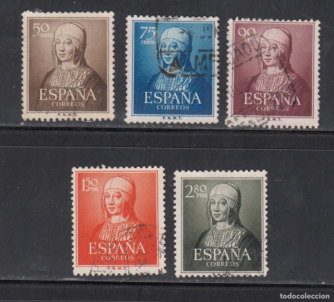 Sellos: 1951 CENTENARIO NACIMIENTO ISABEL LA CAT&Oacute;LICA NUMS. 1092 A 1096 USADOS