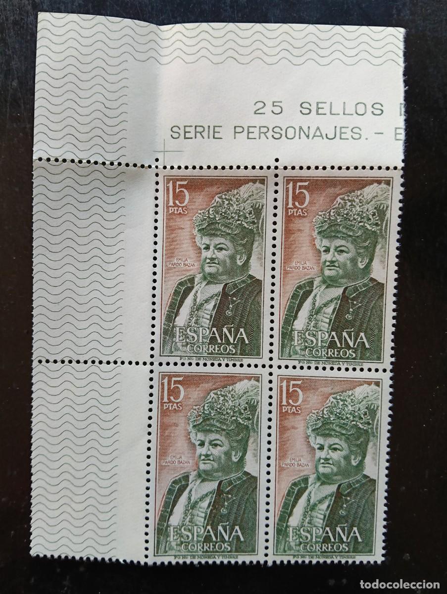 Sellos: Espa&ntilde;a 1972 - Edifil 2071 - Personajes espa&ntilde;oles - Emilia Pardo Baz&aacute;n - Bloque de 4