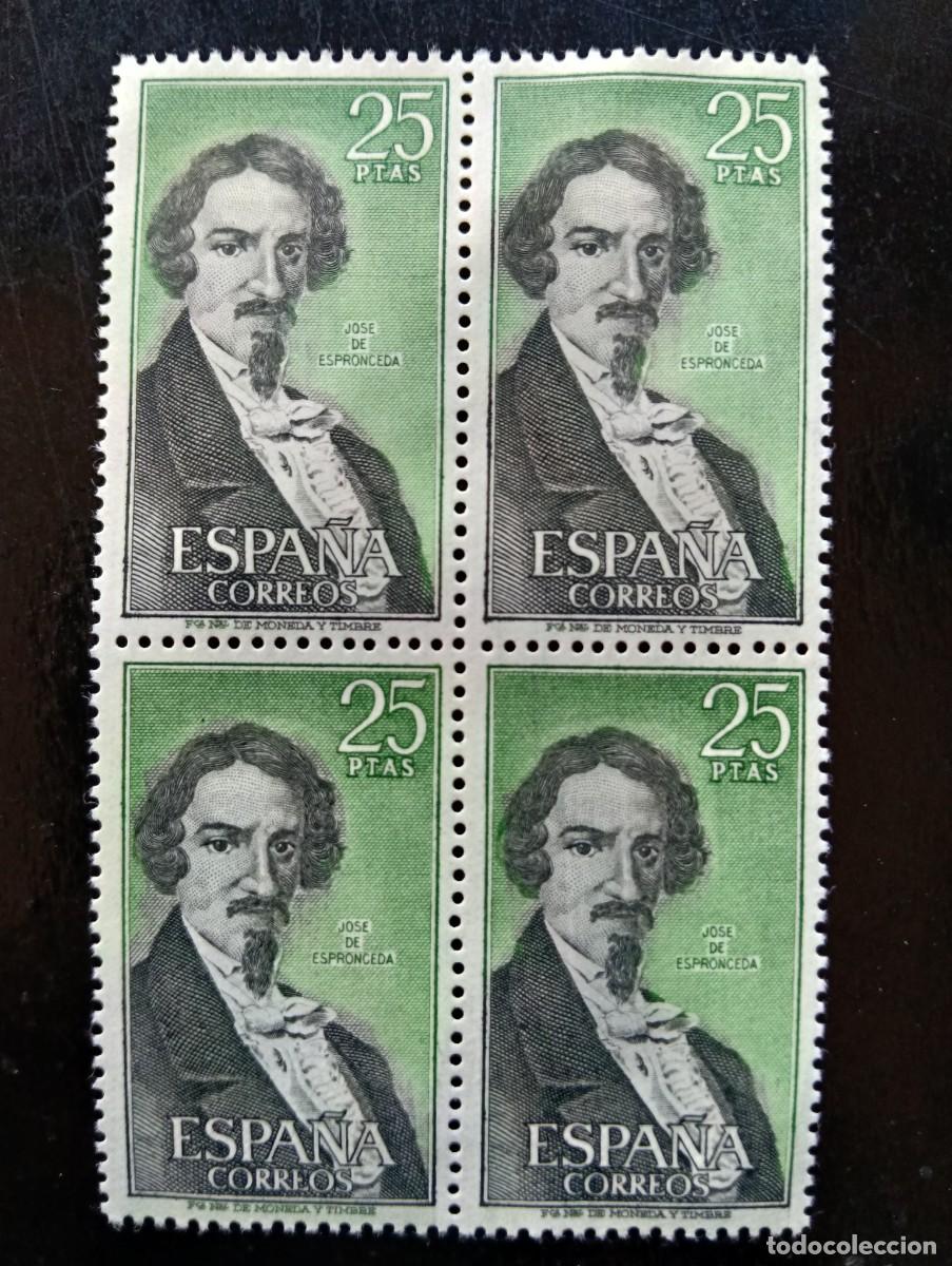 Sellos: Espa&ntilde;a 1972 - Edifil 2072 - Personajes espa&ntilde;oles - Jos&eacute; de Espronceda - Bloque de 4