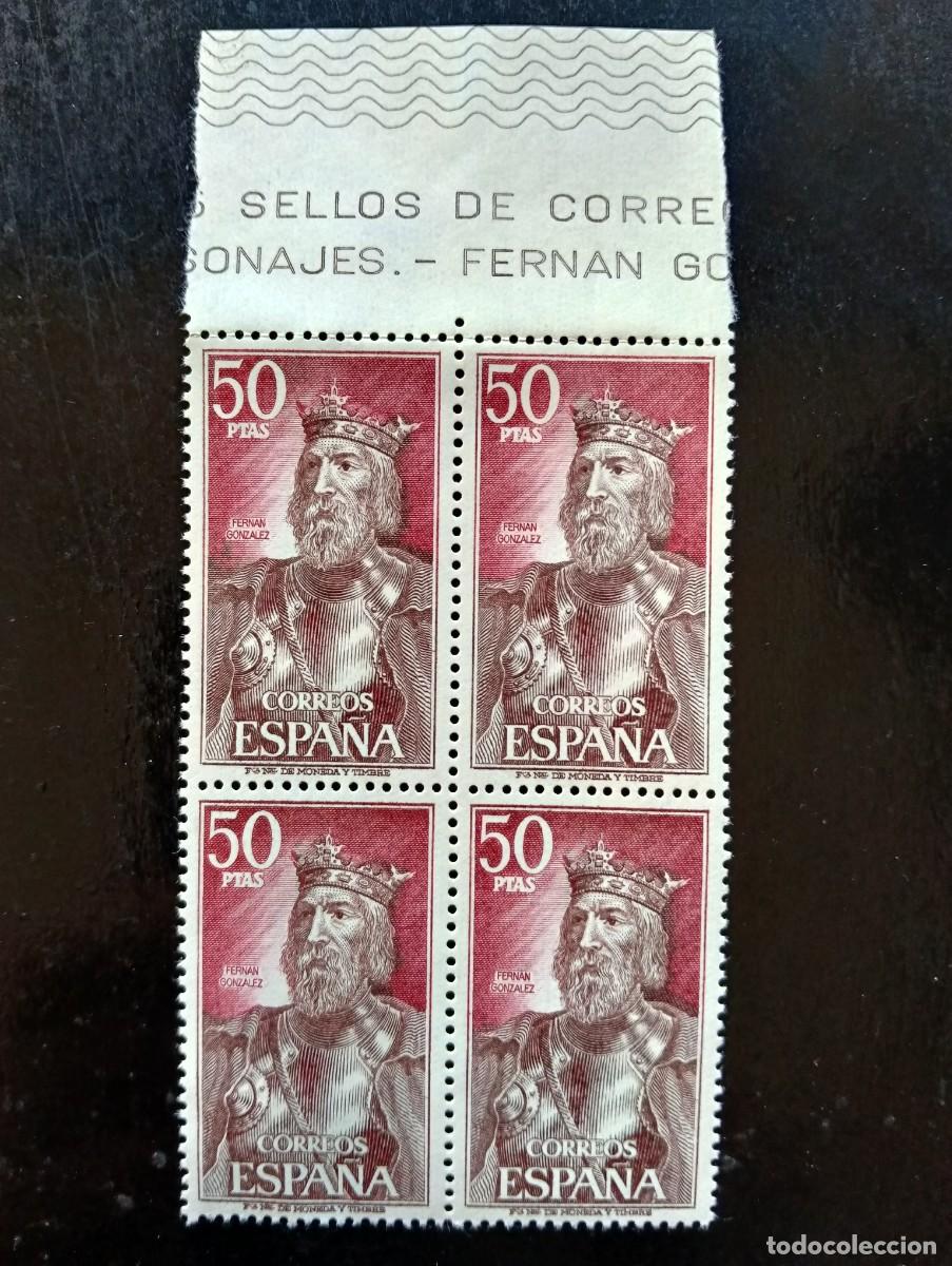 Sellos: Espa&ntilde;a 1972 - Edifil 2073 - Personajes espa&ntilde;oles. Conde Fern&aacute;n Gonz&aacute;lez - Bloque de 4