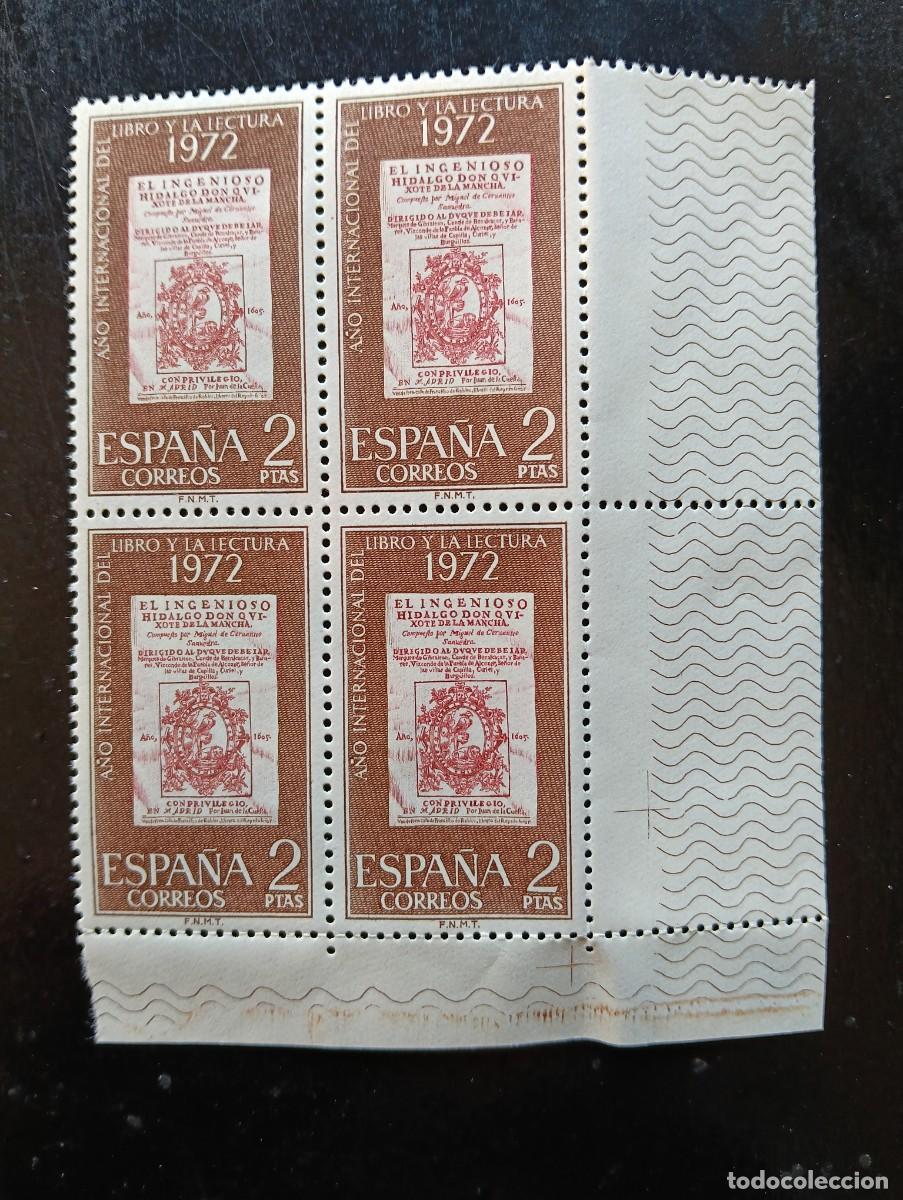 Sellos: espa&ntilde;a 1972 - a&ntilde;o internacional del libro y la lectura - edifil 2076 - bloque de 4