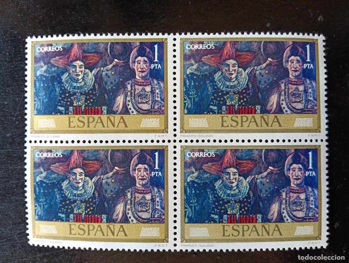 Sellos: Espa&ntilde;a 1972 - Edifil 2077 - Solana. Payasos - Bloque de 4
