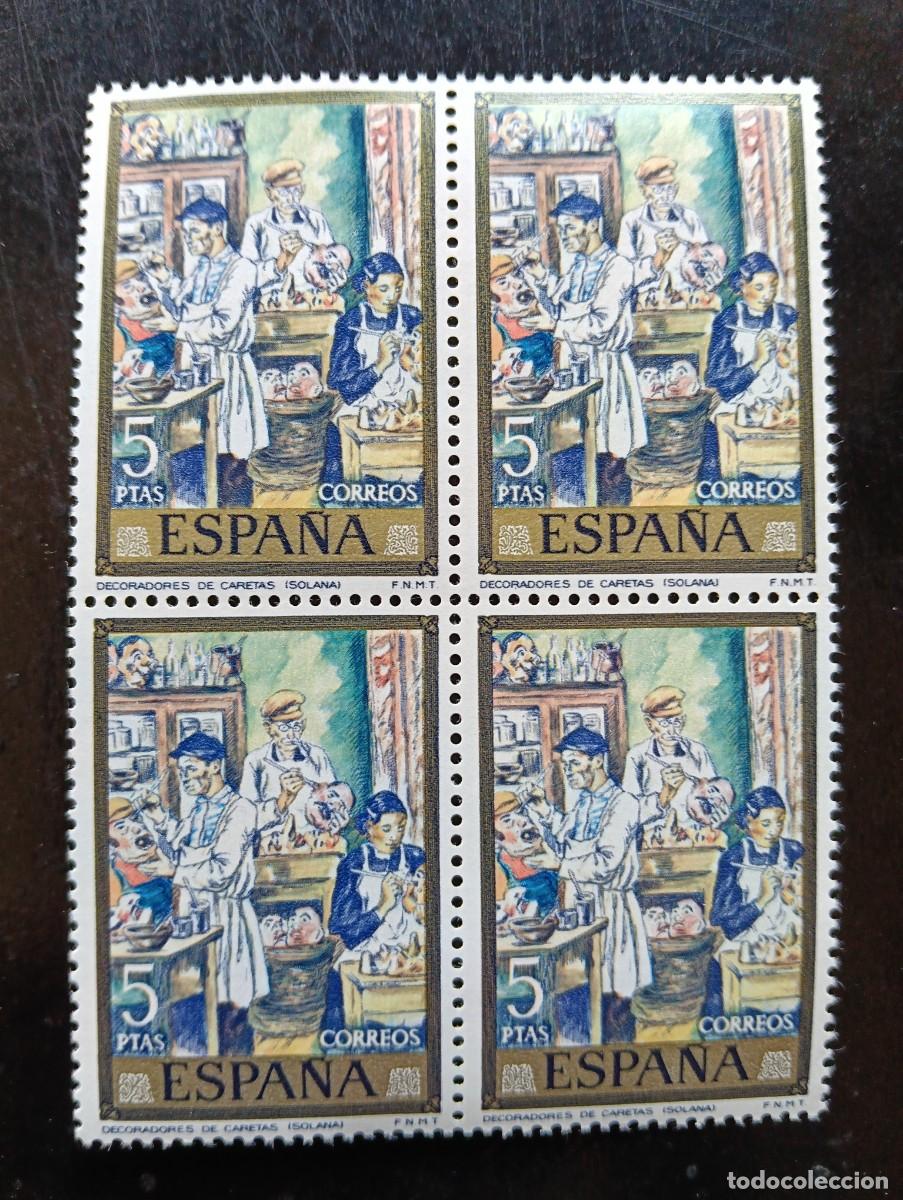 Sellos: Espa&ntilde;a 1972 - Edifil 2081 - Solana. Decoradores de caretas - Bloque de 4