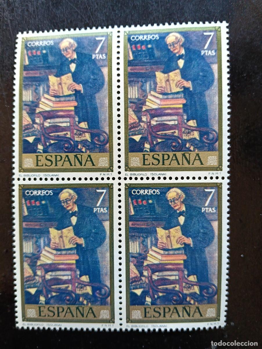 Sellos: Espa&ntilde;a 1972 - Edifil 2082 - Solana. El bibli&oacute;filo - Bloque de 4