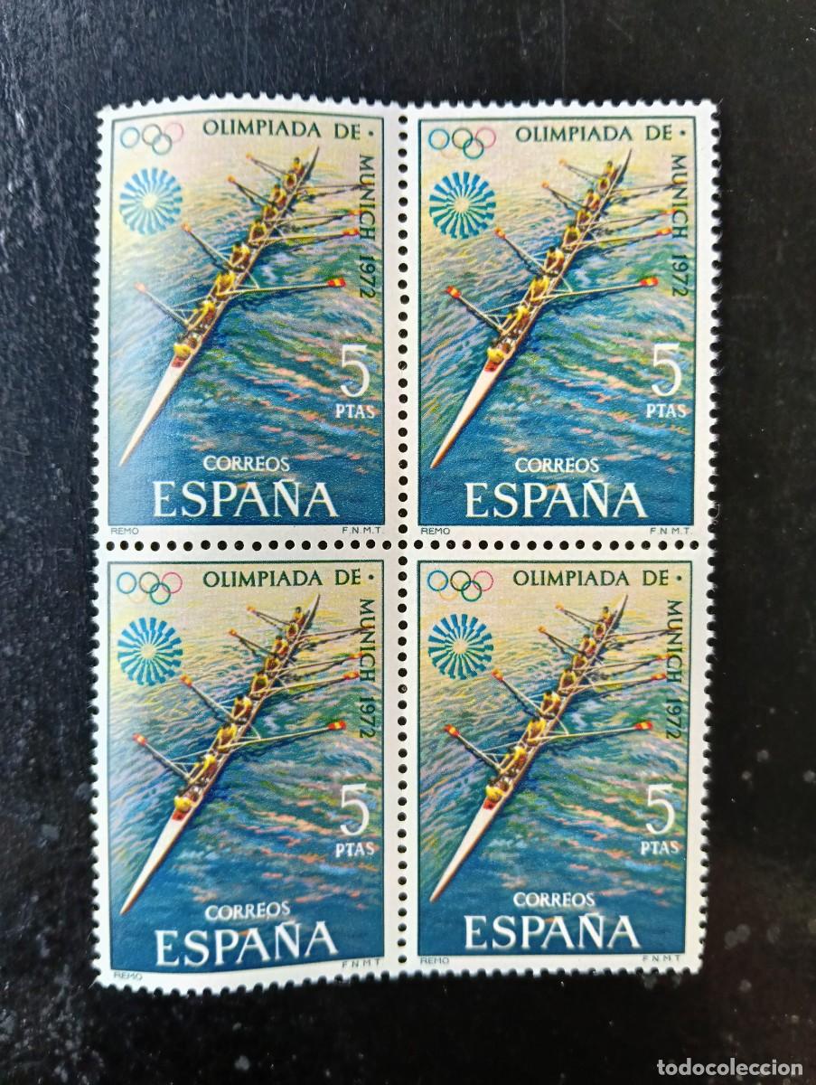 Sellos: Espa&ntilde;a 1972 - Edifil 2100 - XX Juegos Ol&iacute;mpicos en Munich. Remo - Bloque de 4