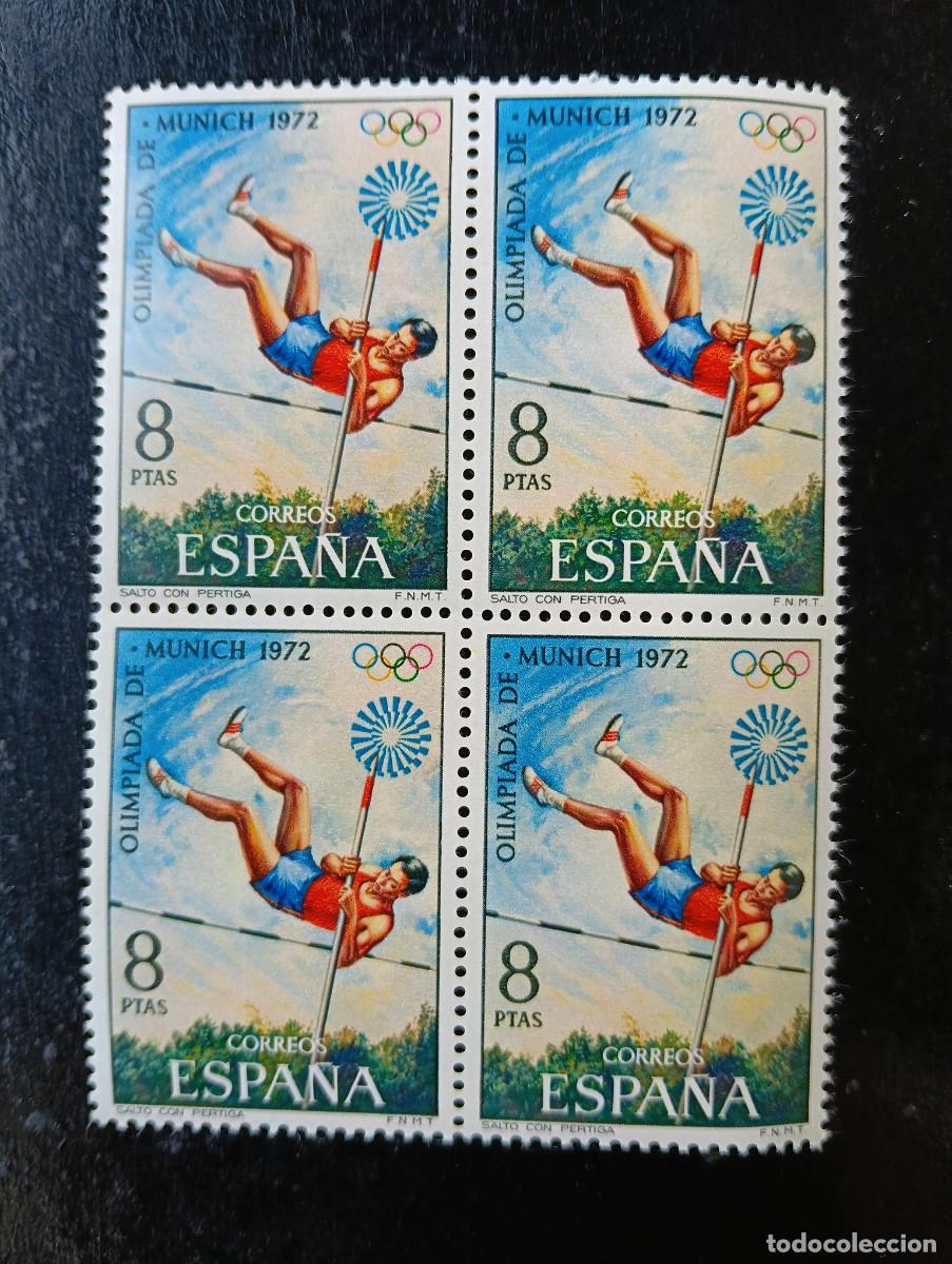 Sellos: Espa&ntilde;a 1972 - Edifil 2101 - XX Juegos Ol&iacute;mpicos en Munich. Salto con p&eacute;rtiga - Bloque de 4