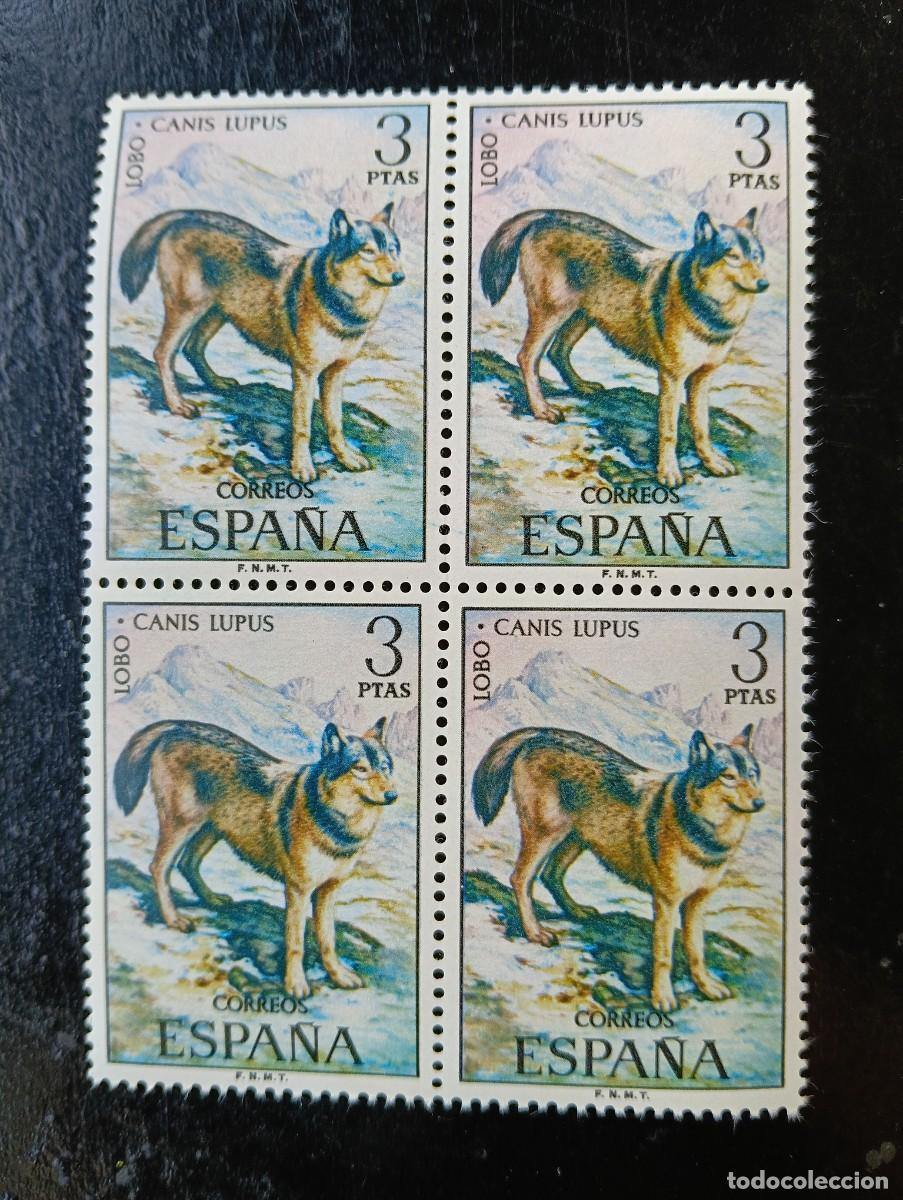 Sellos: Espa&ntilde;a 1972 - Edifil 2104 - Fauna hisp&aacute;nica. Lobo - Bloque de 4