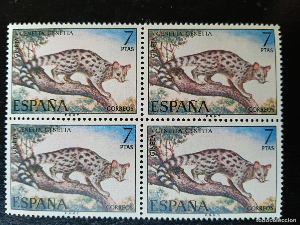 Sellos: Espa&ntilde;a 1972 - Edifil 2106 - Fauna hisp&aacute;nica. Gineta - Bloque de 4