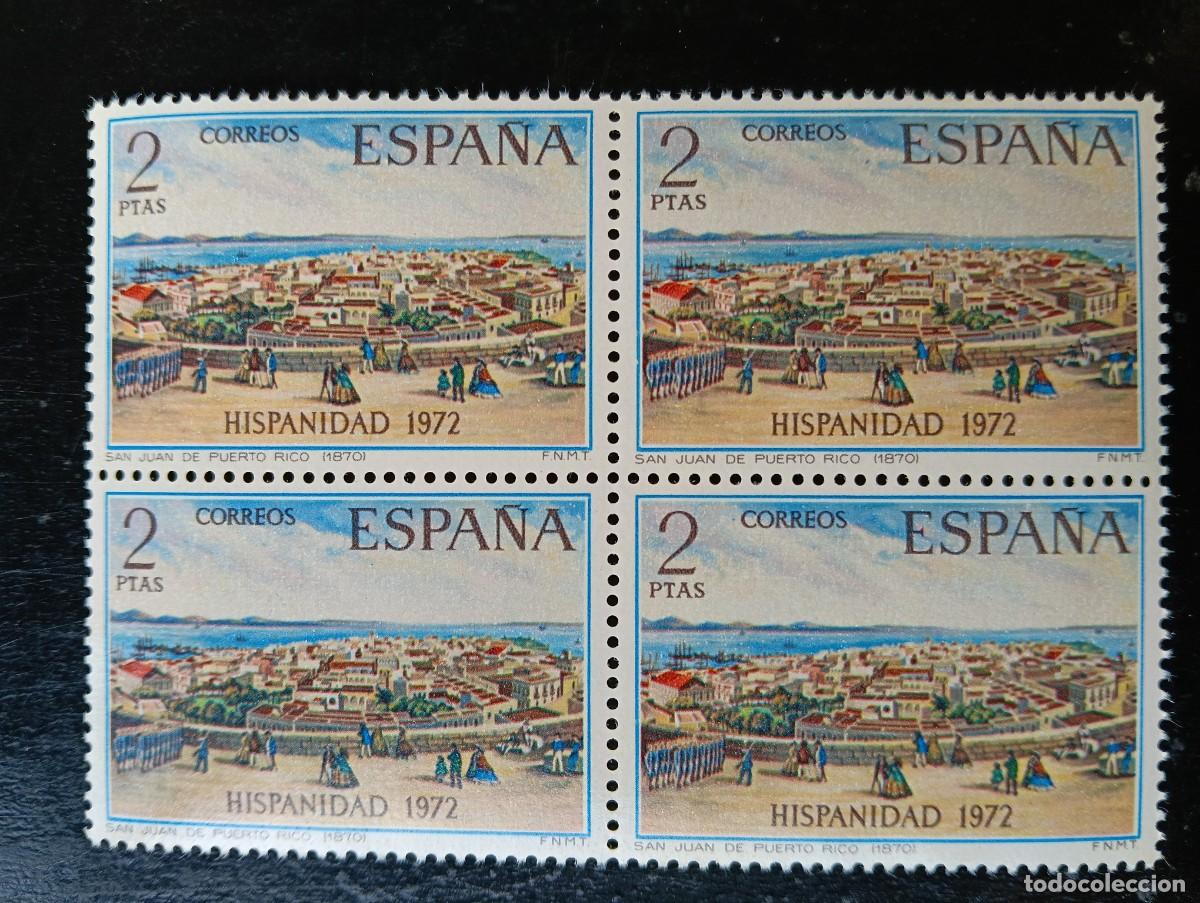 Sellos: Espa&ntilde;a 1972 - Edifil 2108 - Hispanidad. Vista de San Juan de Puerto Rico - Bloque de 4