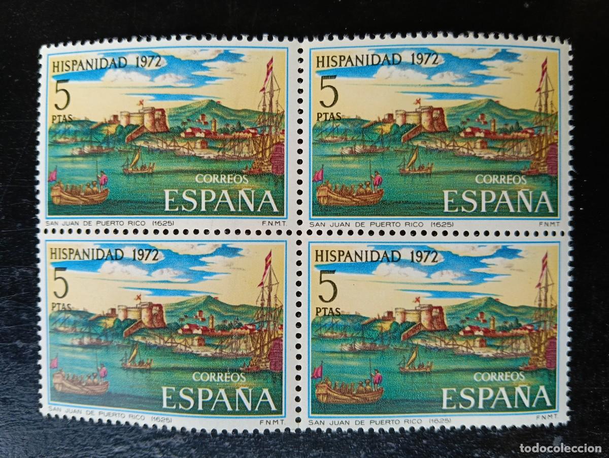 Sellos: Espa&ntilde;a 1972 - Edifil 2109 - Hispanidad. Vista de San Juan de Puerto Rico - Bloque de 4
