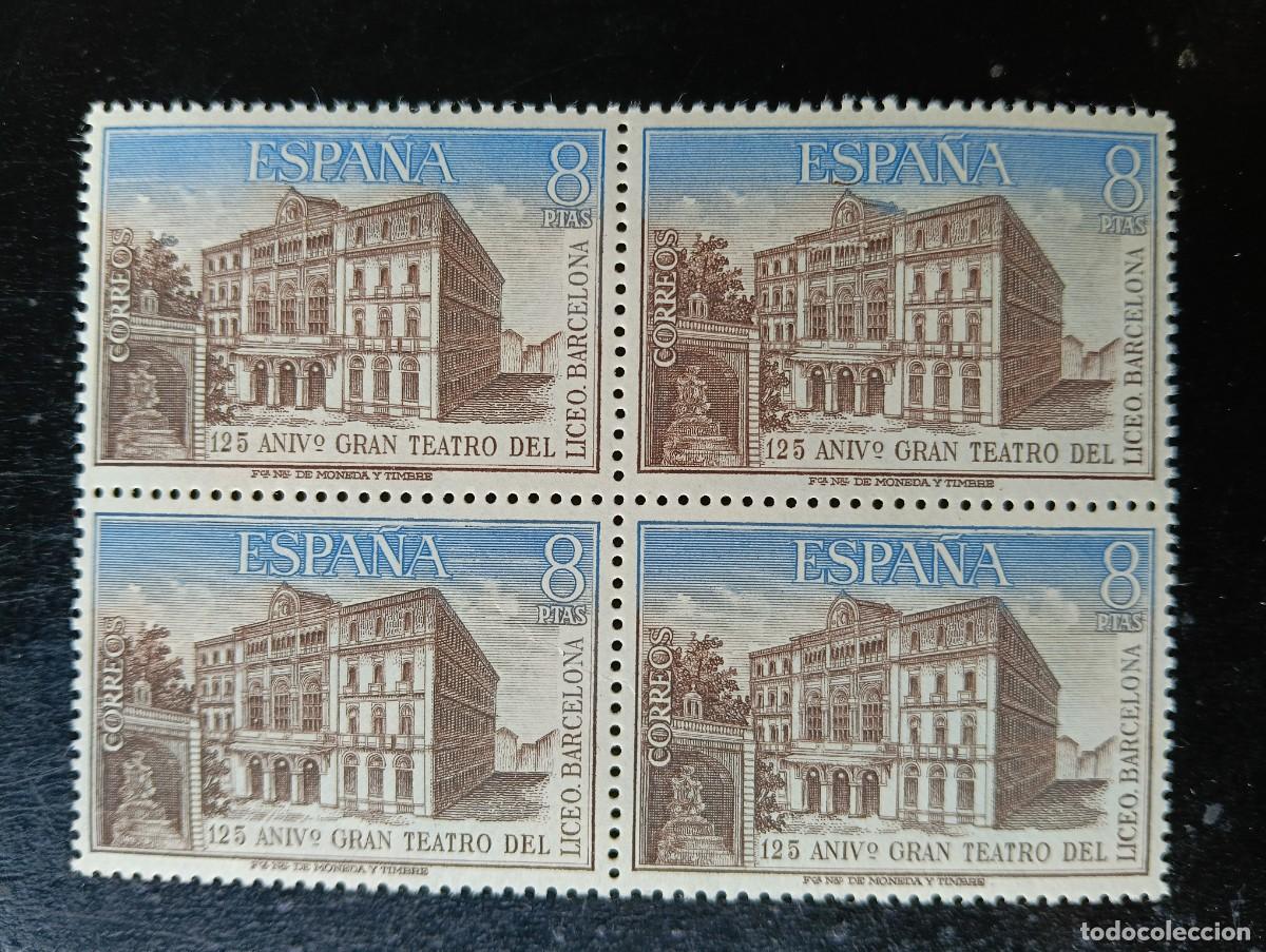 Sellos: Espa&ntilde;a 1972 - Edifil 2114 - 125 aniv. del Gran Teatro del Liceo de Barcelona - Bloque de 4