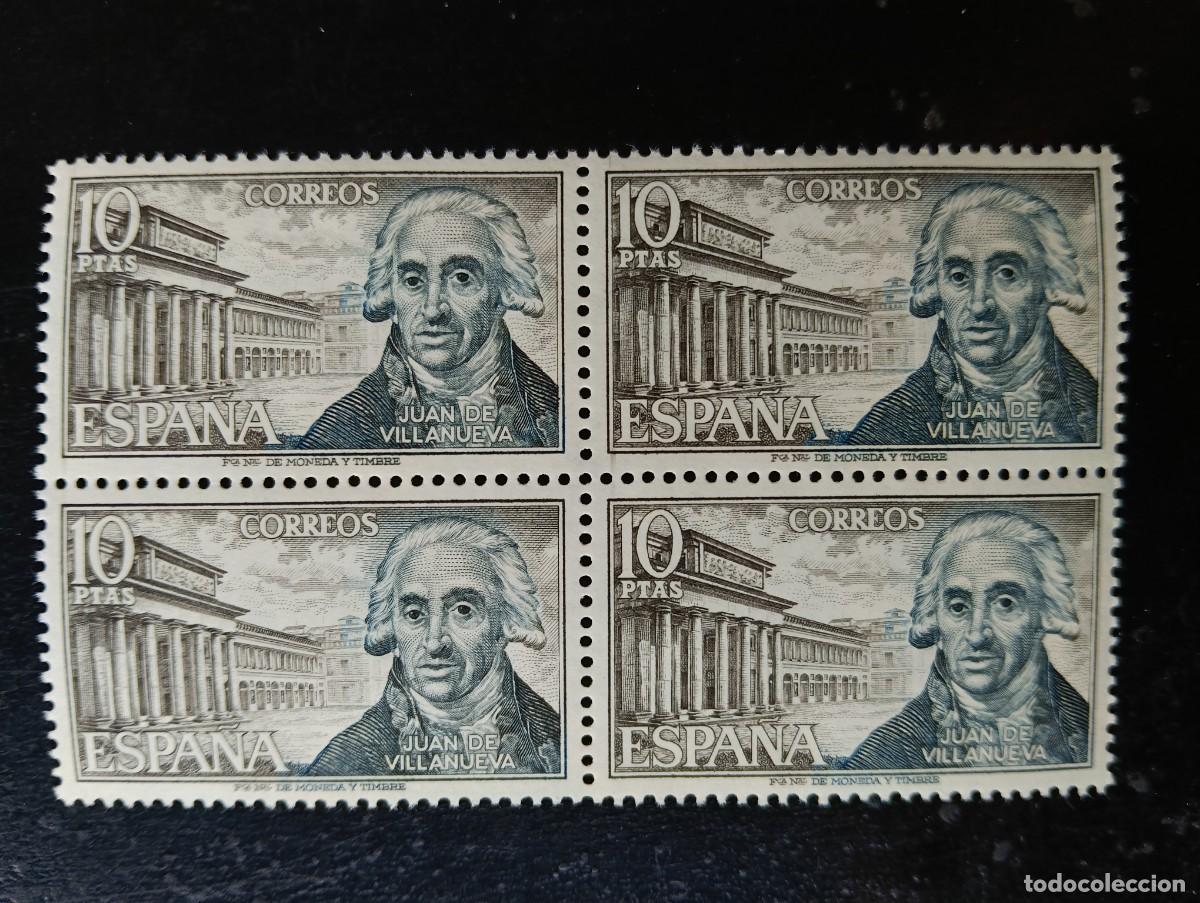 Sellos: Espa&ntilde;a 1973 - Edifil 2118 - Personajes espa&ntilde;oles. Juan de Villanueva - Bloque de 4