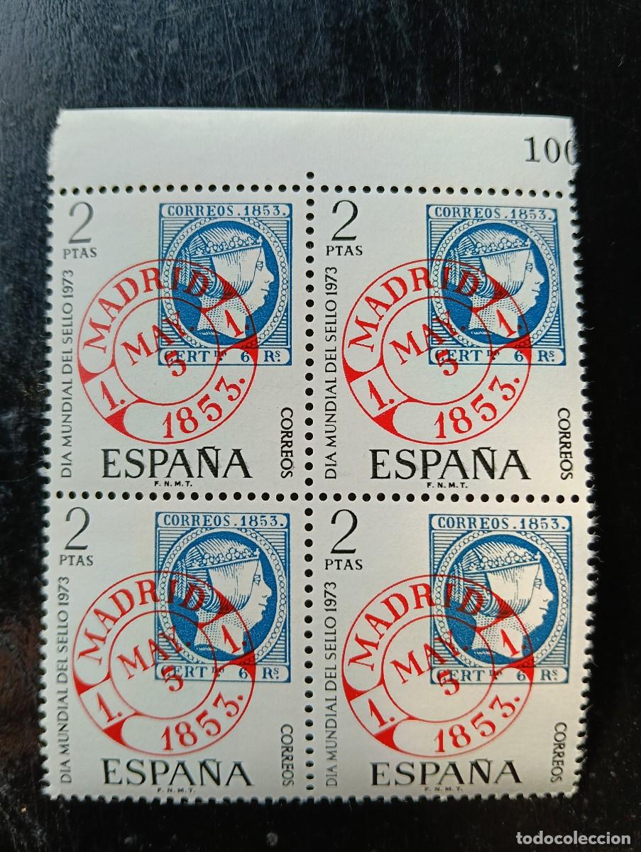 Sellos: Espa&ntilde;a 1973 - Edifil 2127 - D&iacute;a mundial del Sello - Fechador de Madrid - Bloque de 4