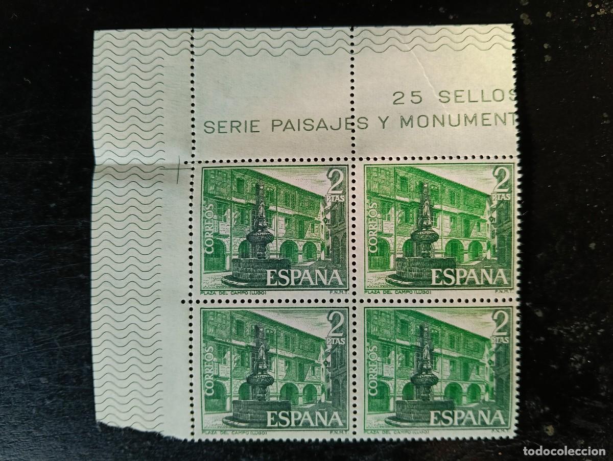 Sellos: ESPA&Ntilde;A 1973 - TURISMO - PLAZA DEL CAMPO - LUGO - EDIFIL 2130 - BLOQUE DE 4