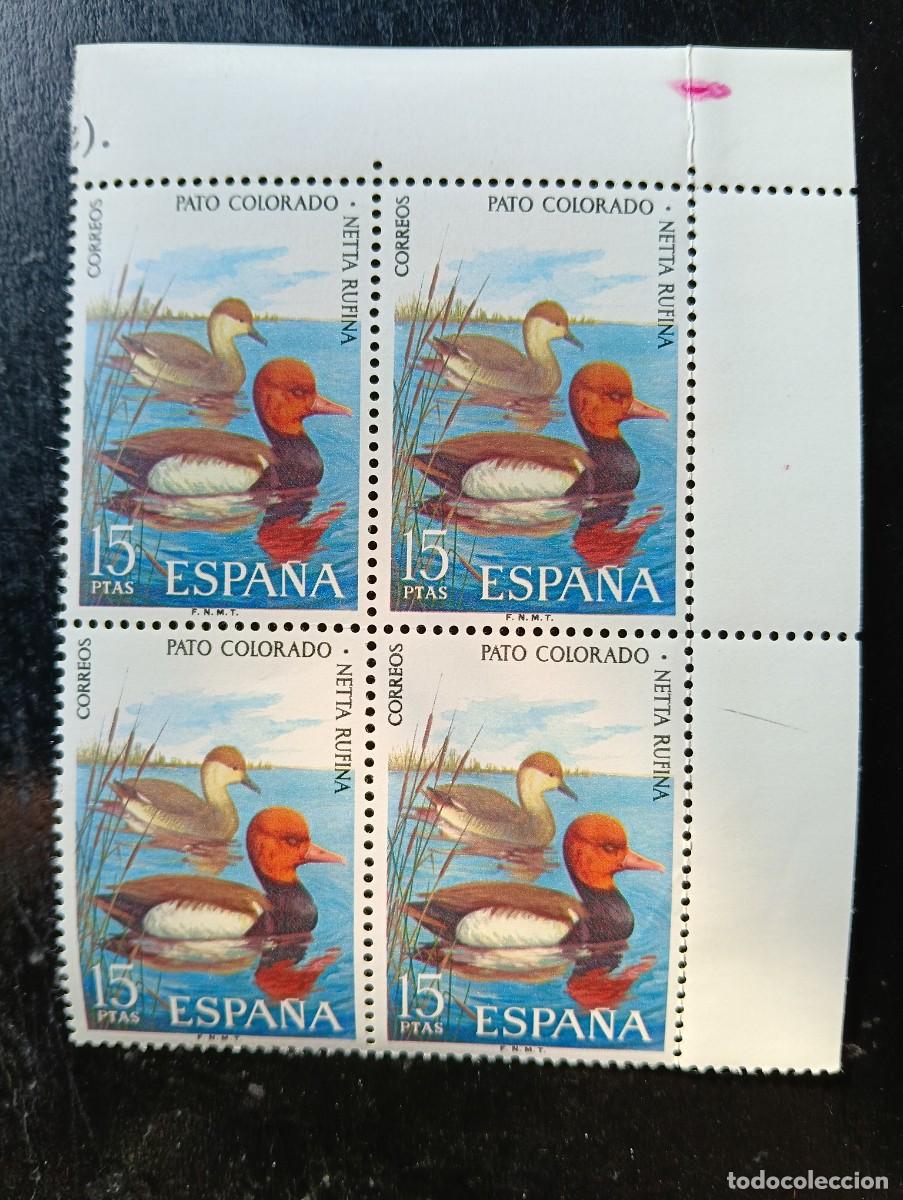 Sellos: espa&ntilde;a 1973 - Edifil 2138 - Fauna Hispanica, pato colorado - bloque de 4