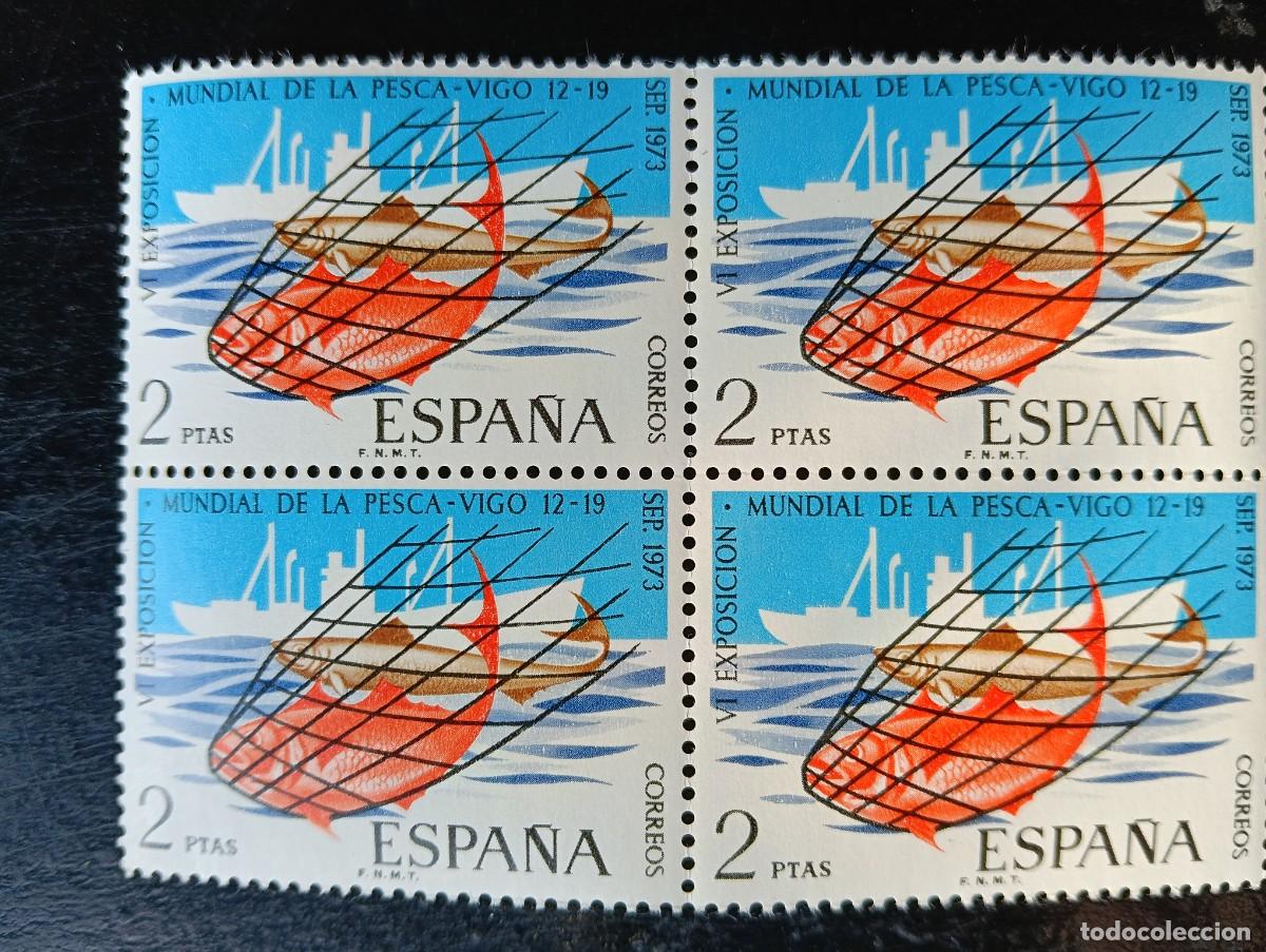 Sellos: Espa&ntilde;a 1973 - Edifil 2144 - VI Exposici&oacute;n Mundial de la Pesca (Vigo) - Bloque de 4