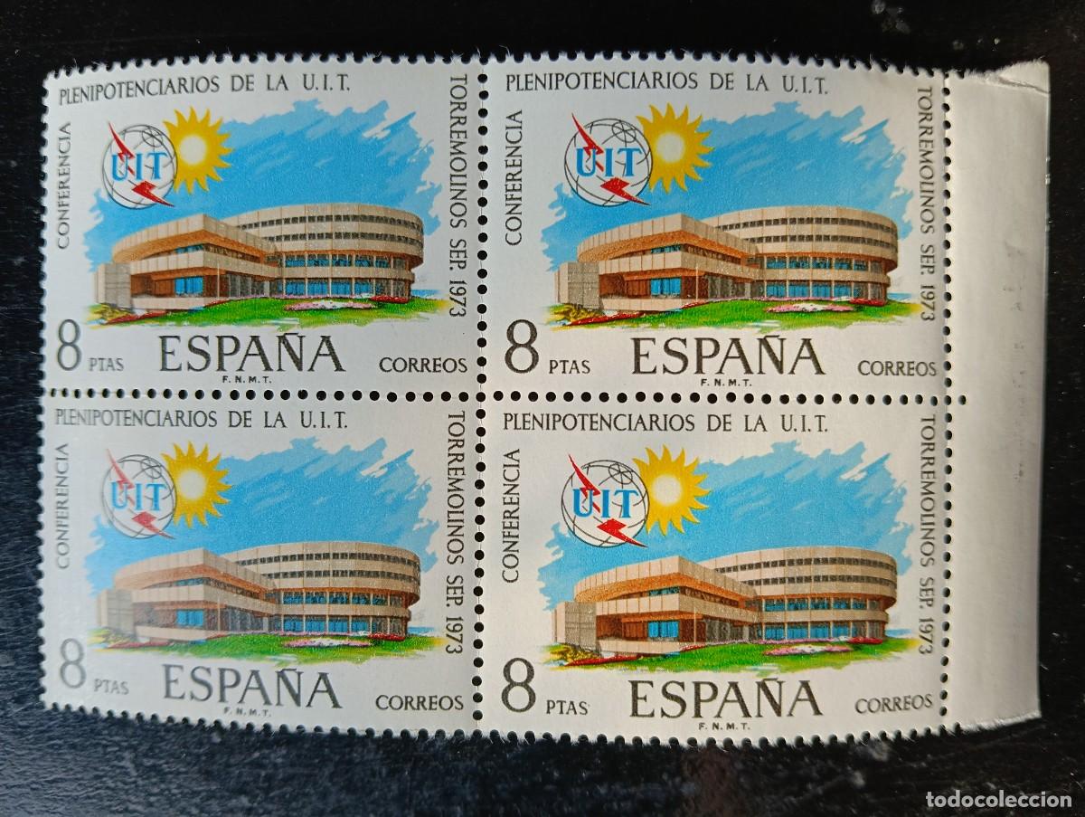 Sellos: Espa&ntilde;a 1973 - Edifil 2145 -Conf. de Plenipotenciarios de la U.I.T. Torremolinos - Bloque de 4