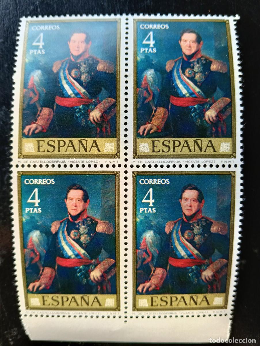 Sellos: Espa&ntilde;a 1973 - Edifil 2149 - Vicente L&oacute;pez Porta&ntilde;a. Marqu&eacute;s de Castelldosrius - Bloque de 4
