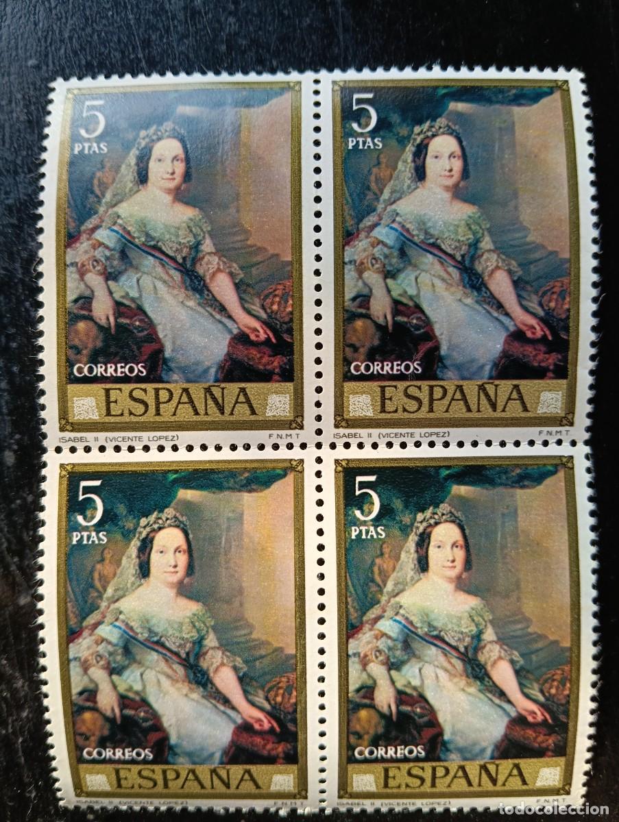 Sellos: Espa&ntilde;a 1973 - Edifil 2150 - Vicente L&oacute;pez Porta&ntilde;a. Isabel II - Bloque de 4