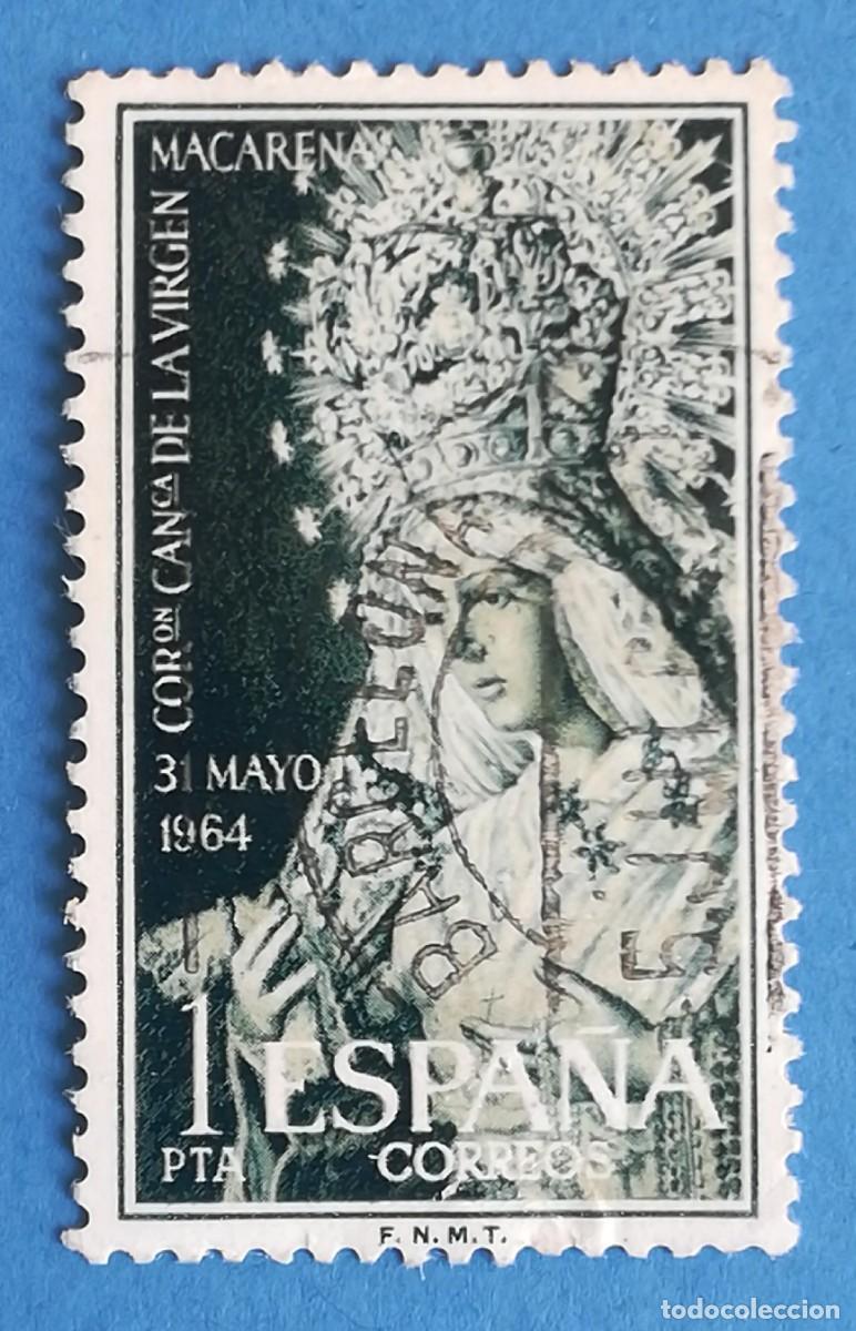 Sellos: Coronaci&oacute;n can&oacute;nica de la Virgen de la Esperanza Macarena de Sevilla. Edifil 1598. Usado.
