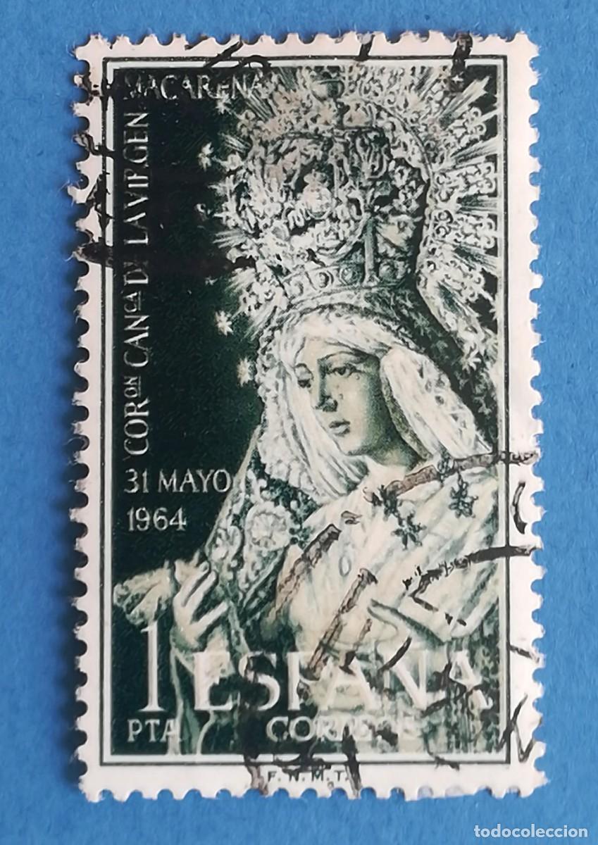 Sellos: Coronaci&oacute;n can&oacute;nica de la Virgen de la Esperanza Macarena de Sevilla. Edifil 1598. Usado.