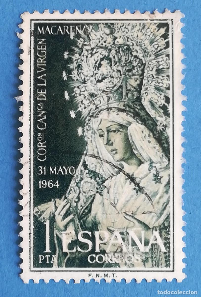 Sellos: Coronaci&oacute;n can&oacute;nica de la Virgen de la Esperanza Macarena de Sevilla. Edifil 1598. Usado.