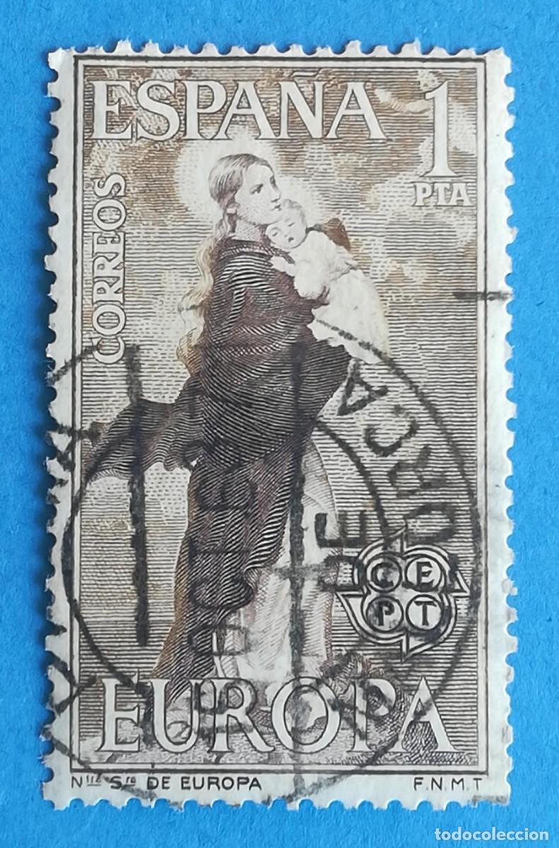 Sellos: Nuestra Se&ntilde;ora de Europa. 1 PTA. Edifil 1519. Usado.