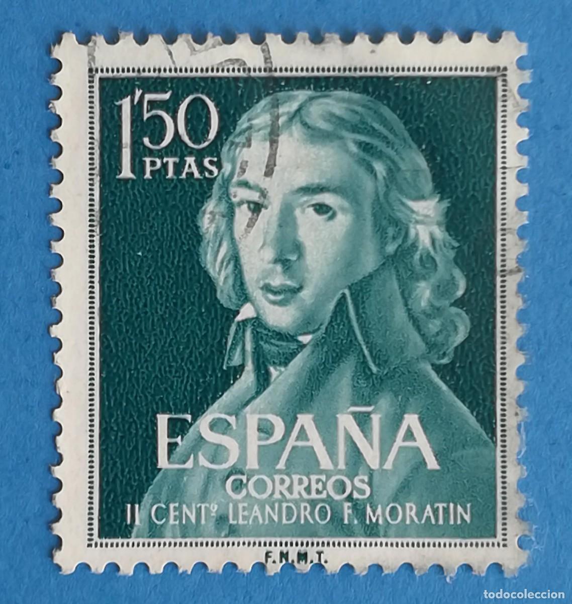 Sellos: II Centenario del nacimiento de Leandro Fern&aacute;ndez de Morat&iacute;n. Edifil 1329. Usado.
