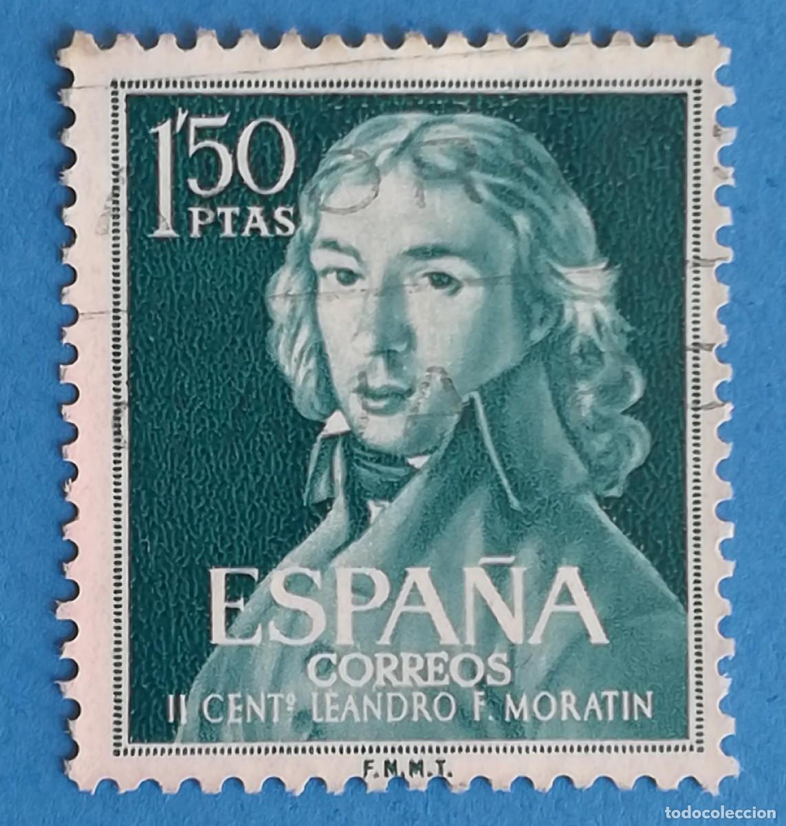 Sellos: II Centenario del nacimiento de Leandro Fern&aacute;ndez de Morat&iacute;n. Edifil 1329. Usado.