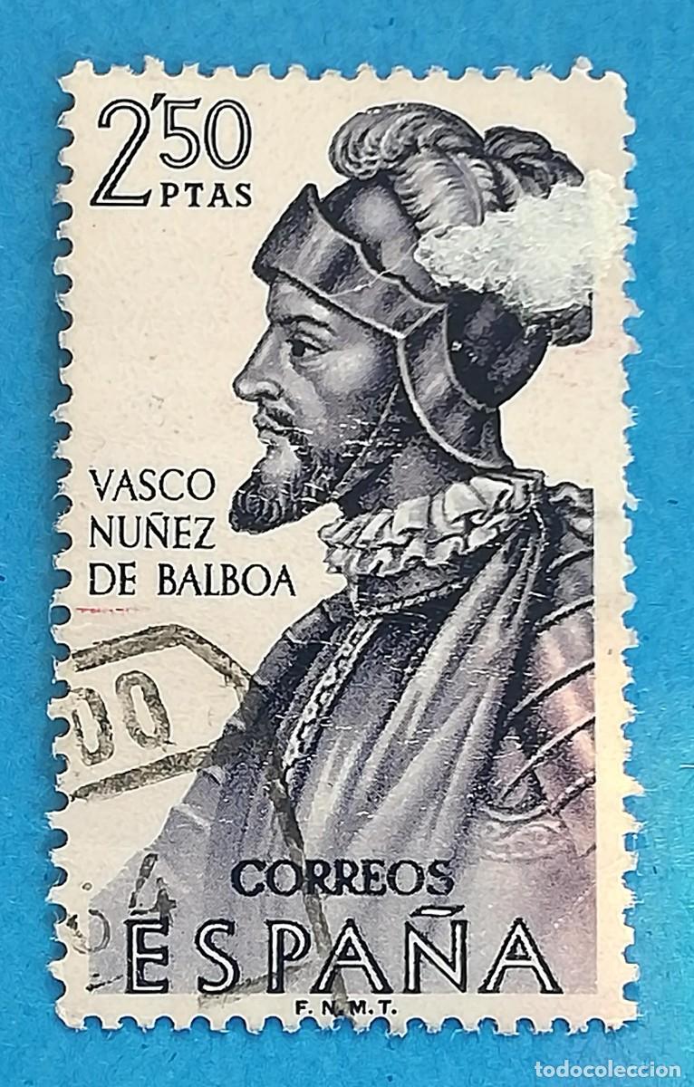 Sellos: Forjadores de Am&eacute;rica. Vasco N&uacute;&ntilde;ez de Balboa. Edifil 1531. Usado.