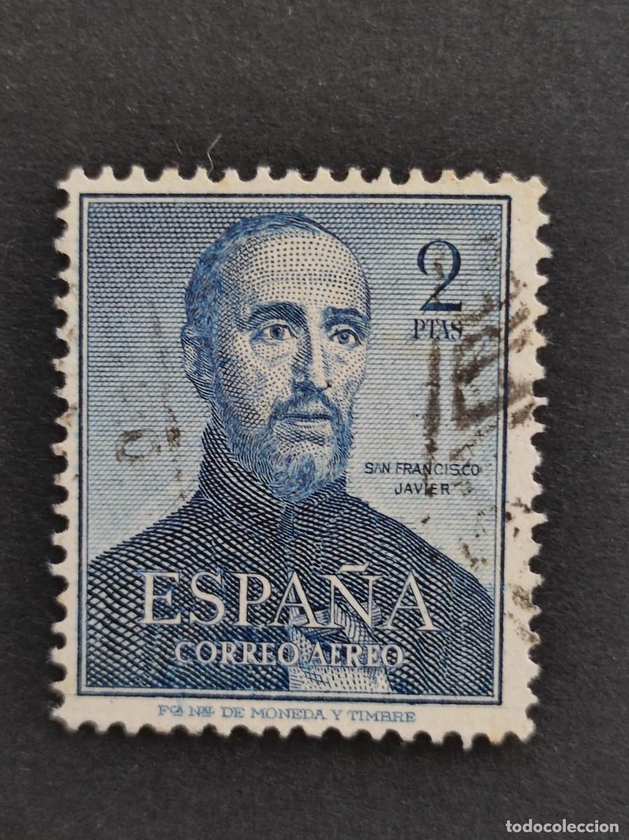 Sellos: ESPA&Ntilde;A. 1952. CORREO A&Eacute;REO. FRANCISCO JAVIER. MATASELLADO. 2 PESETAS, E- 1118. FOTO. 882