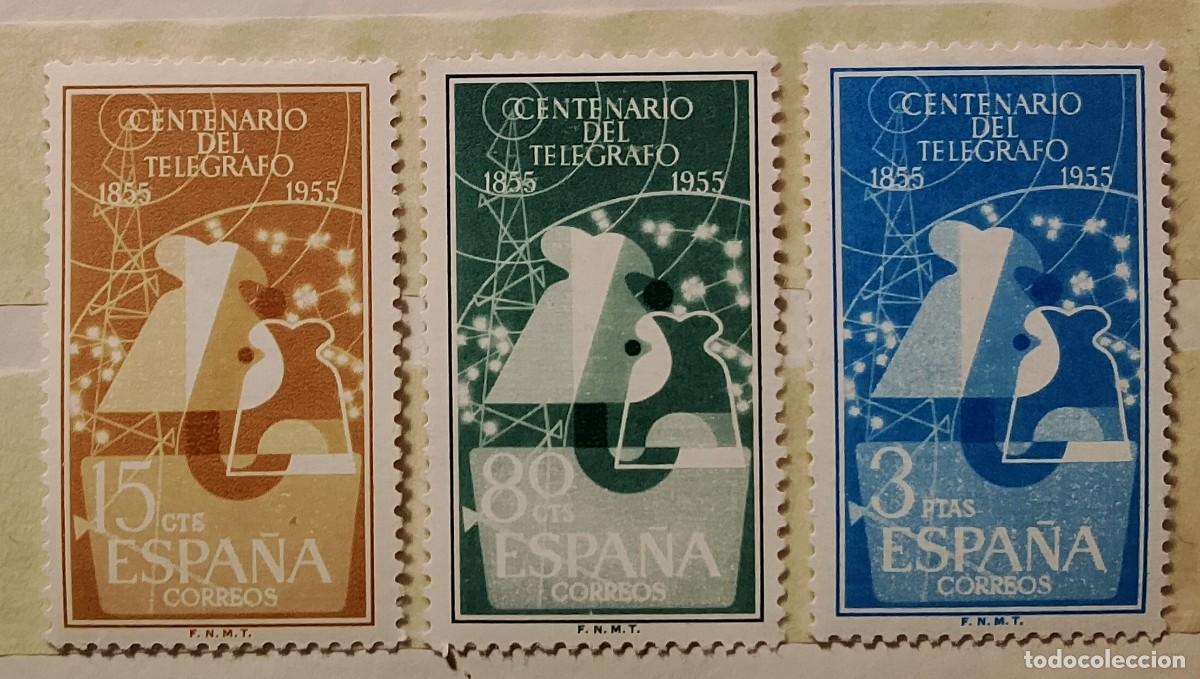 Sellos: Sellos. Edifil 1180/82. Centenario del Tel&eacute;grafo. A&ntilde;o 1955.