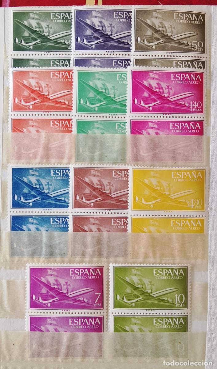 Sellos: Sellos en bloque de 2. Edifil 1169/79. Cuatrimotor y Nao Santa Mar&iacute;a. A&ntilde;o 1955/56.
