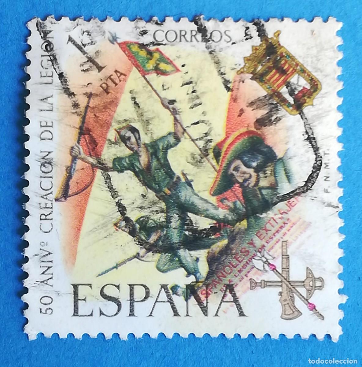 Sellos: 50 Aniversario de la Legi&oacute;n Espa&ntilde;ola. Edifil 2043. Usado.