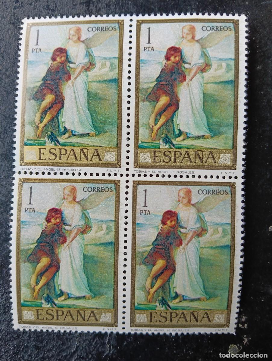 Sellos: Espa&ntilde;a 1974 - Edifil 2203 - Eduardo Rosales. Tob&iacute;as y el &Aacute;ngel - Bloque de 4