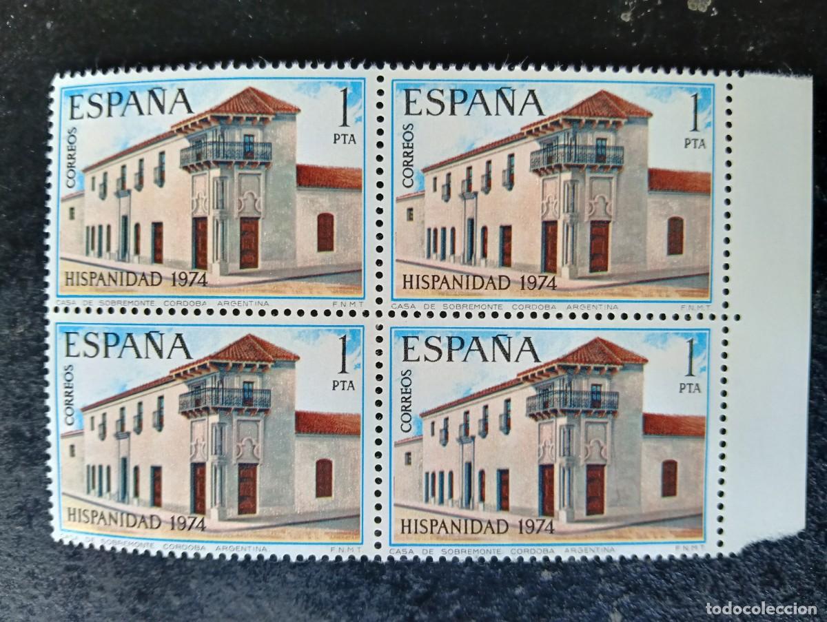 Sellos: Espa&ntilde;a 1974 -Edifil 2213 -Hispanidad. Casa Virrey Sobremonte, C&oacute;rdoba Argentina - Bloque de 4