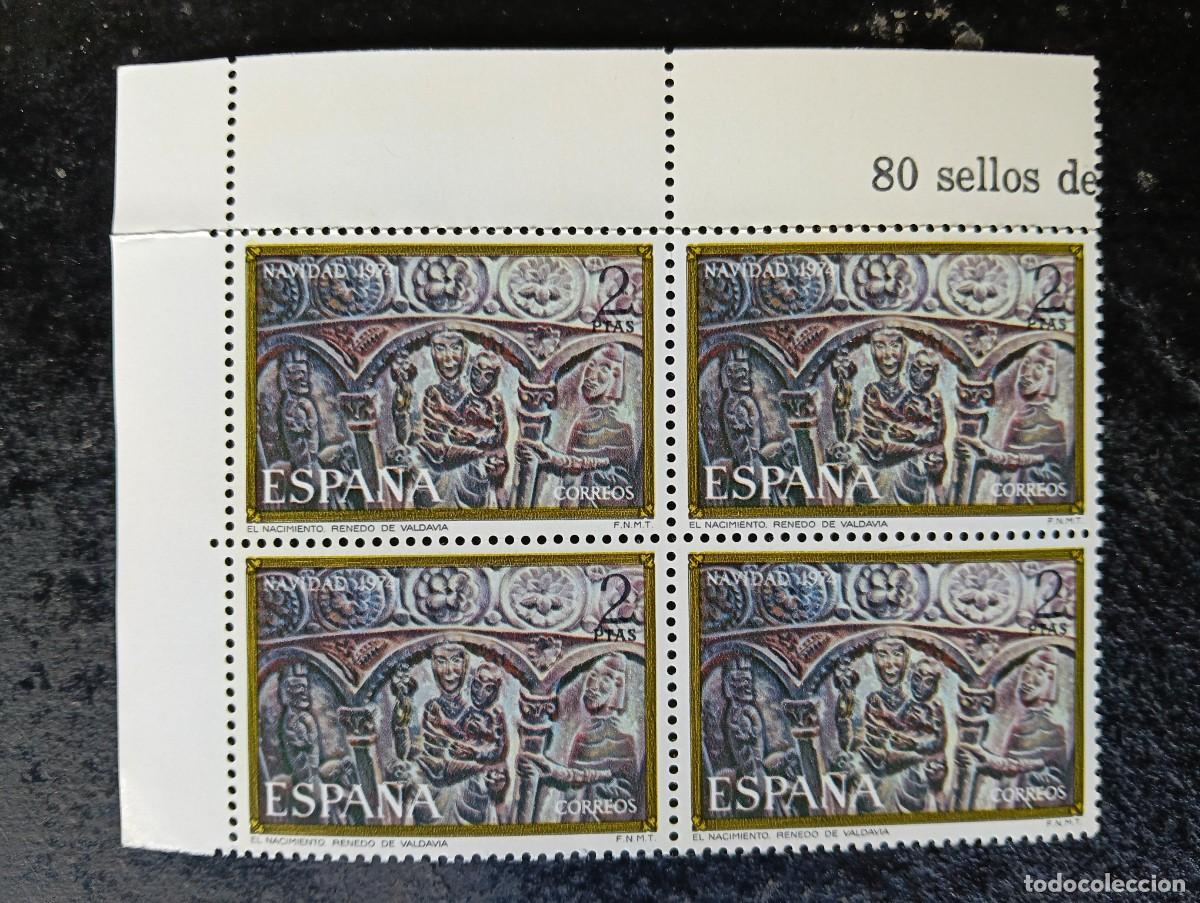 Sellos: Espa&ntilde;a 1974 - Edifil 2217 - Navidad. El Nacimiento, Renedo de Valdavia. Nuevos. Bloque de 4