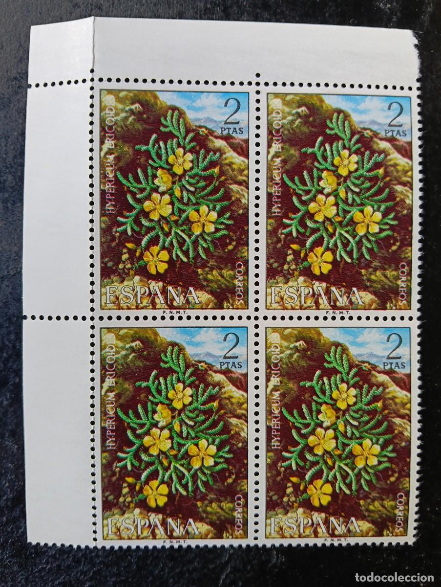 Sellos: Espa&ntilde;a - 1974 - Edifil 2221. Flora. Hipericum ericoides - bloque de 4