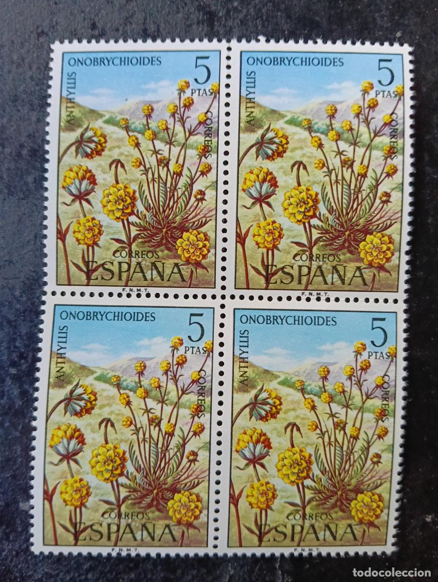 Sellos: Espa&ntilde;a 1974 - Edifil n&ordm; 2223 - Flora. Anthyllis onobrychioides - bloque de 4